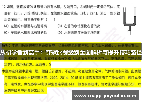 从初学者到高手：夺冠比赛级别全面解析与提升技巧路径