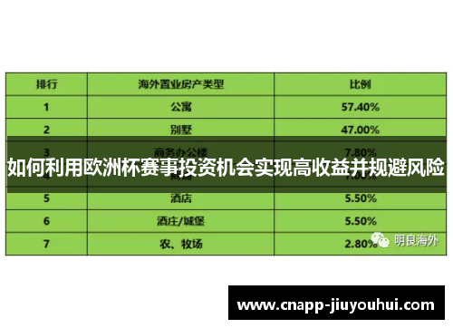 如何利用欧洲杯赛事投资机会实现高收益并规避风险